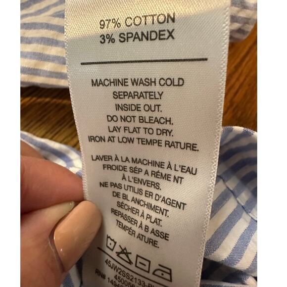 Joe's Jeans Women's Seersucker Stripe Puff Sleeve Top - Blue/White - Size XS NWT - Picture 6 of 6